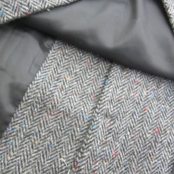 New Voboom Men XXL 2X Charcoal Gray Tweed Wool Herringbone Button Vest 50" Lined - Picture 7 of 12